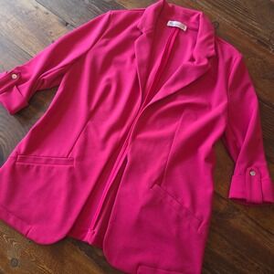 89th + Madison Blazer Hot Pink 3/4 Sleeve Career Office XS
